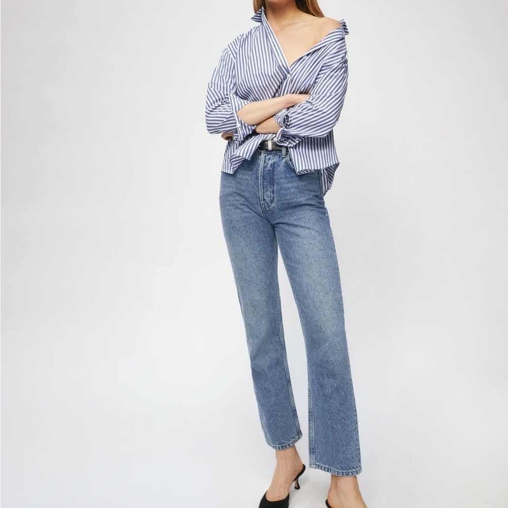 Reformation cropped high rise button fly jeans